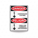 Rótulo de Peligro - Cable con corriente subterránea | Cod. PEL - 44, Rótulos de Peligro