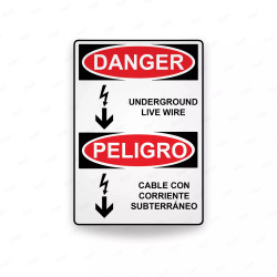 Rótulo de Peligro - Cable con corriente subterránea | Cod. PEL - 44, Rótulos de Peligro