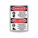 Rótulo de Peligro - Use máscara de protección y guantes de goma cuando este trabajando con químicos   | Cod. PEL - 48, Rótulos d