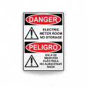 Rótulo de Peligro - Sala de medición eléctrica no almacenar nada | Cod. PEL - 51, Rótulos de Peligro