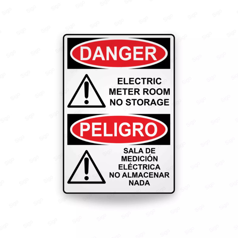 Rótulo de Peligro - Sala de medición eléctrica no almacenar nada | Cod. PEL - 51, Rótulos de Peligro