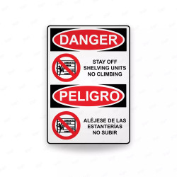 Rótulo de Peligro - Aléjese de las estanterías NO SUBIR | Cod. PEL - 58, Rótulos de Peligro