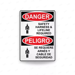 Rótulo de Peligro - Se requiere arnés y cable de seguridad | Cod. PEL - 53, Rótulos de Peligro