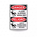 Rótulo de Peligro - Suelo resbaladizo cuando está mojado | Cod. PEL - 55, Rótulos de Peligro