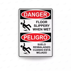 Rótulo de Peligro - Suelo resbaladizo cuando está mojado | Cod. PEL - 55, Rótulos de Peligro