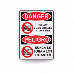 Rótulo de Peligro - Nunca se suba a los estantes | Cod. PEL - 57, Rótulos de Peligro