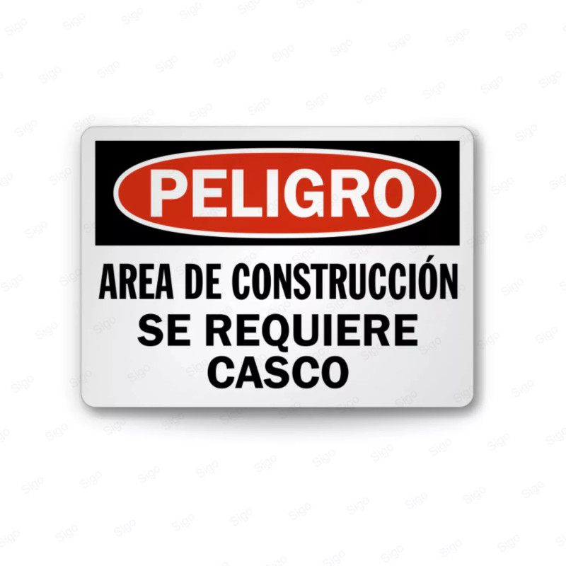 Rótulo de Peligro - Área de construcción se requiere casco | Cod. PEL - 72, Rótulos de Peligro