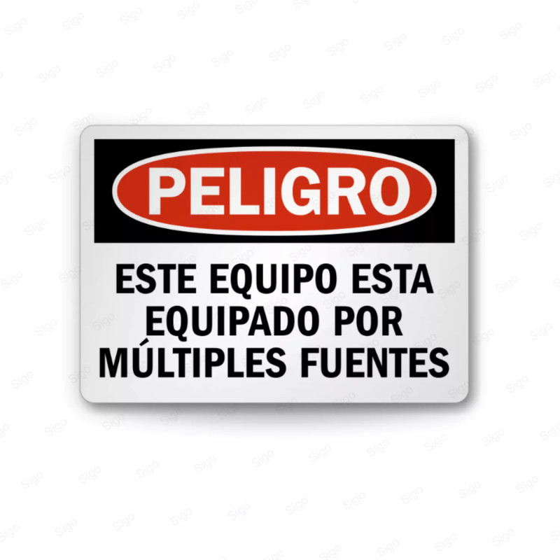 Rótulo de Peligro - Este equipo está equipado por múltiples fuentes | Cod. PEL - 84, Rótulos de Peligro