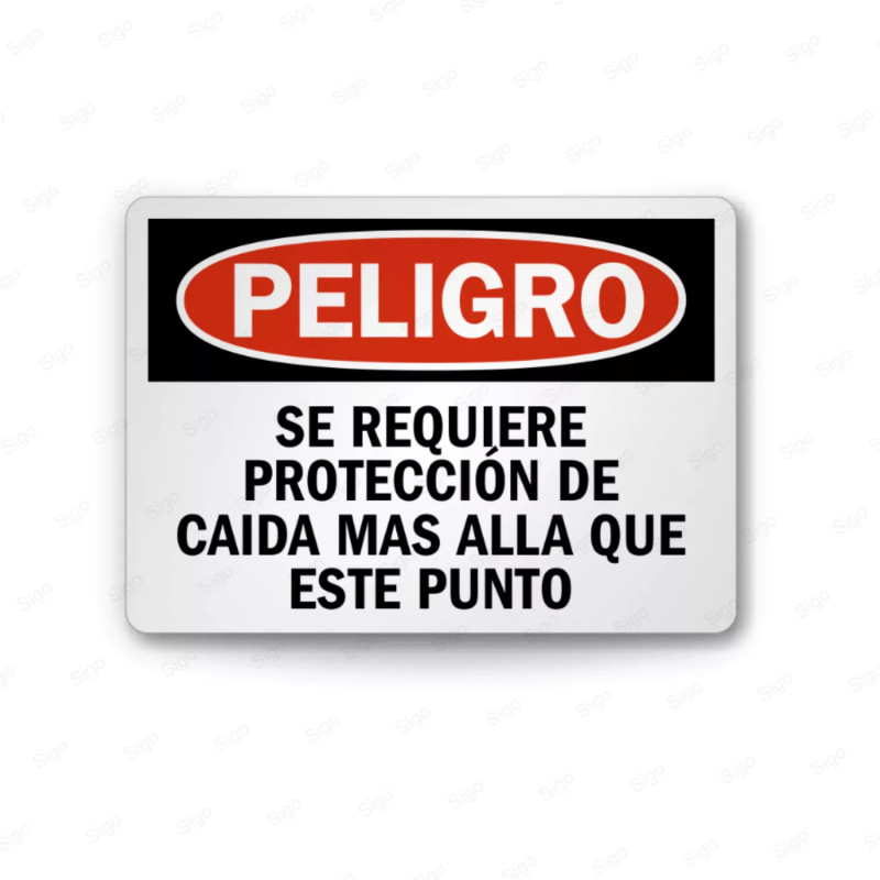 Rótulo de Peligro - Se requiere protección de caída mas alla de este punto | Cod. PEL - 86, Rótulos de Peligro