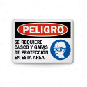 Rótulo de Peligro - Se requiere casco y gafas de protección en esta área | Cod. PEL - 91, Rótulos de Peligro