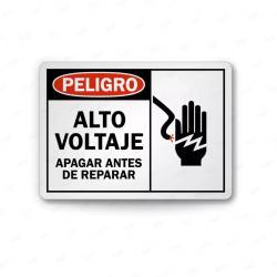 Rótulo de Peligro - Alto voltaje apagar antes de reparar | Cod. PEL - 95, Rótulos de Peligro