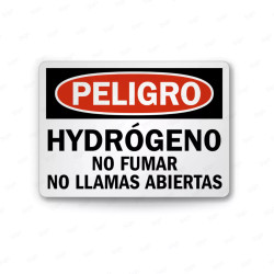 Rótulo de Peligro - Hidrógeno no fumar, no llamas abiertas| Cod. PEL - 100, Rótulos de Peligro