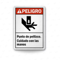 Rótulo de Peligro - Cuidado Manos Punto Pellisco | Cod. PEL - 123, Rótulos de Peligro