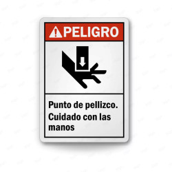 Rótulo de Peligro - Cuidado Manos Punto Pellisco | Cod. PEL - 123, Rótulos de Peligro