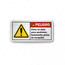 Rótulo de Peligro - Zona No Apta Peatones | Cod. PEL - 128, Rótulos de Peligro