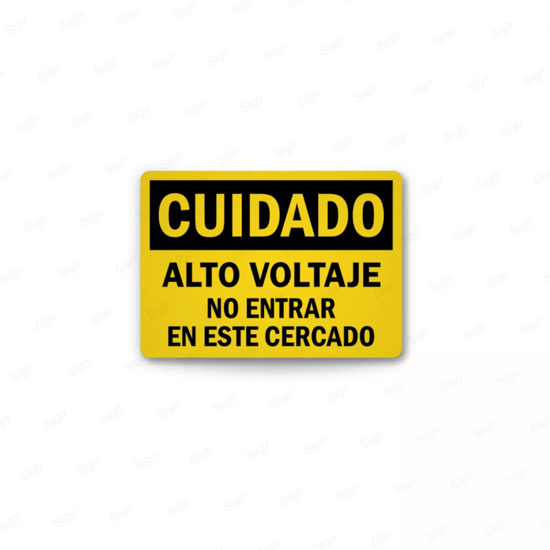 Rótulo de Cuidado - Alto Voltaje No Entrar en este Cercado | Cod. CUI-31, Rótulos de Cuidado