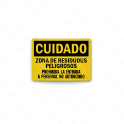 Rótulo de Cuidado - Zona Residuos Peligrosos | Cod. CUI-29, Rótulos de Cuidado