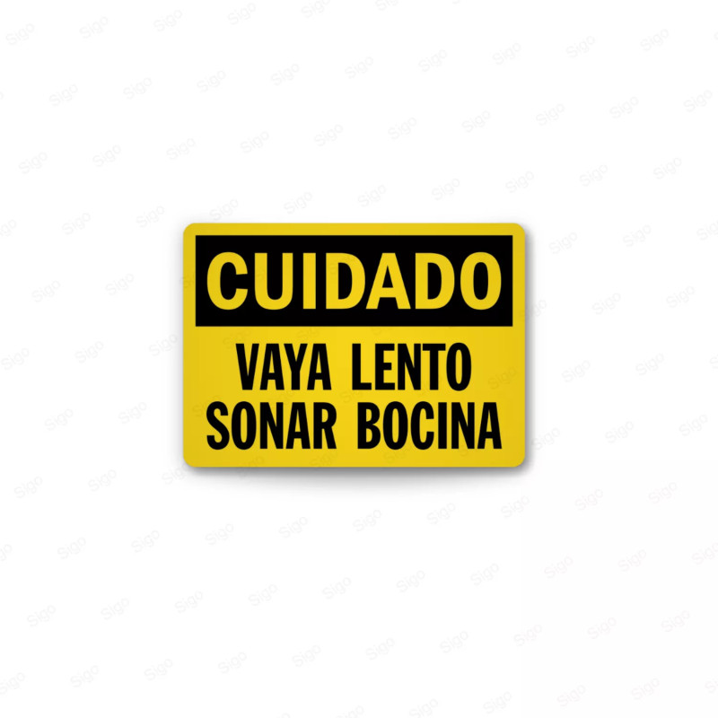 Rótulo de Cuidado - Vaya Lento Sonar Bocina | Cod. CUI-32, Rótulos de Cuidado