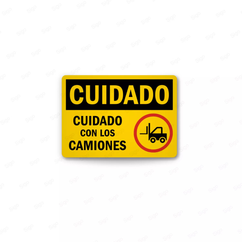 Rótulo de Cuidado - Cuidado con los Camiones | Cod. CUI-38, Rótulos de Cuidado