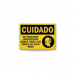 Rótulo de Cuidado - Se Requiere Protección Doble para los Oidos | Cod. CUI-22, Rótulos de Cuidado