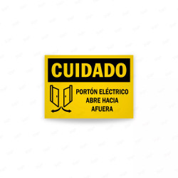 Rótulo de Cuidado - Portón Eléctrico Abre hacia Afuera | Cod. CUI-26, Rótulos de Cuidado