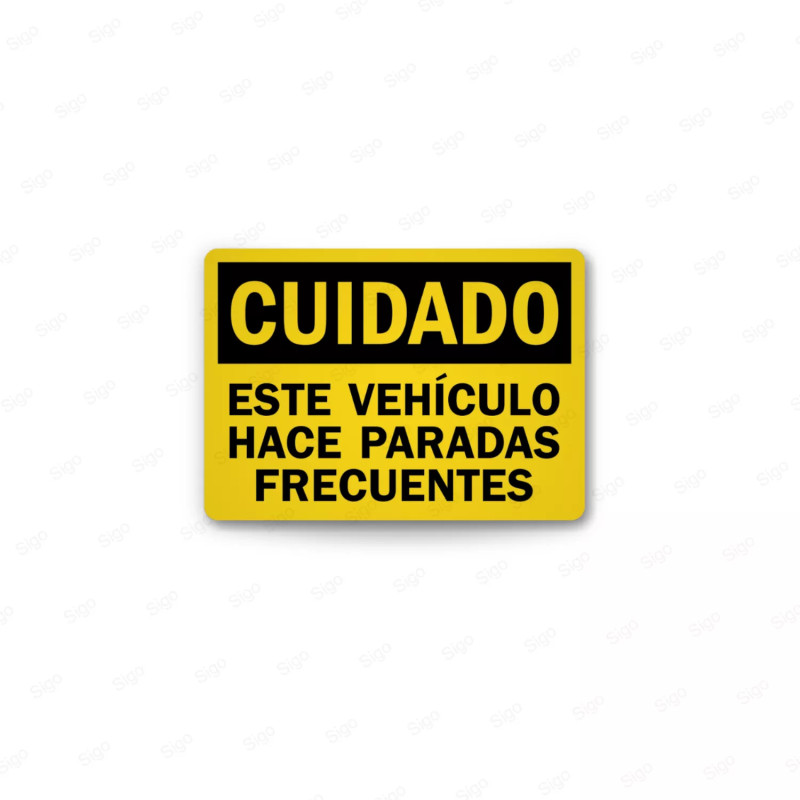 Rótulo de Cuidado - Este Vehículo hace Paradas Frecuentes | Cod. CUI-36, Rótulos de Cuidado