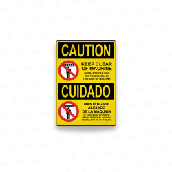 Rótulo de Cuidado - Bilingue Mantengase Alejado de la Maquina | Cod. CUI-13, Rótulos de Cuidado