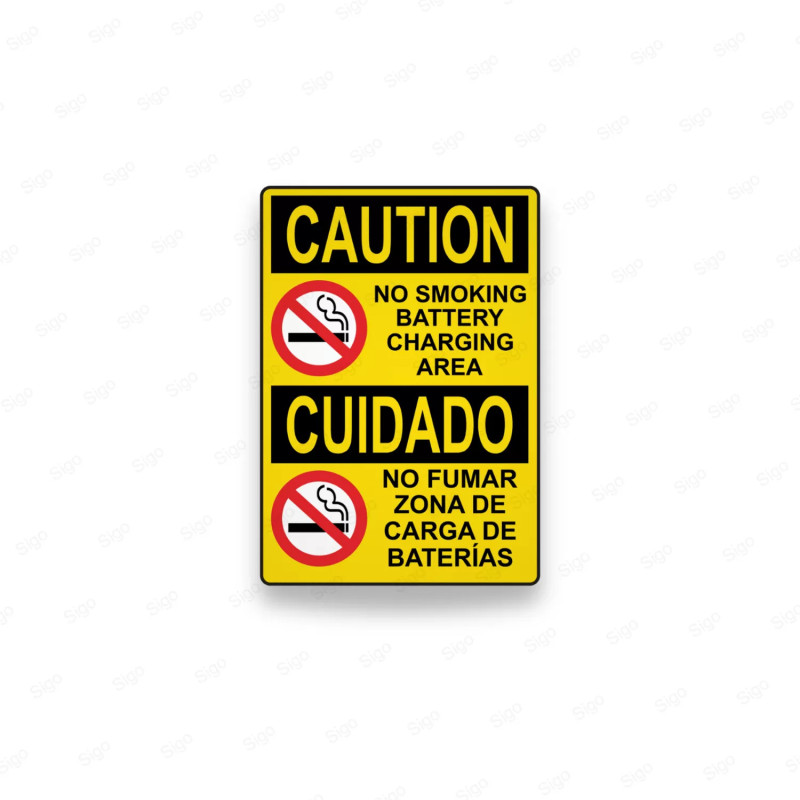 Rótulo de Cuidado - No Fumar Zona de Carga de Baterias | Cod. CUI-6, Rótulos de Cuidado