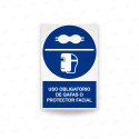 Rótulo de Obligación - Uso obligatorio de gafas o protector facial | Cod. OB-162, Señales de Obligación