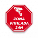 Rótulo Cámara de Seguridad - "Octógono Rojo Zona Vigilada 24 Horas" | SEGU - 13, Señalización Seguridad y Vigilancia
