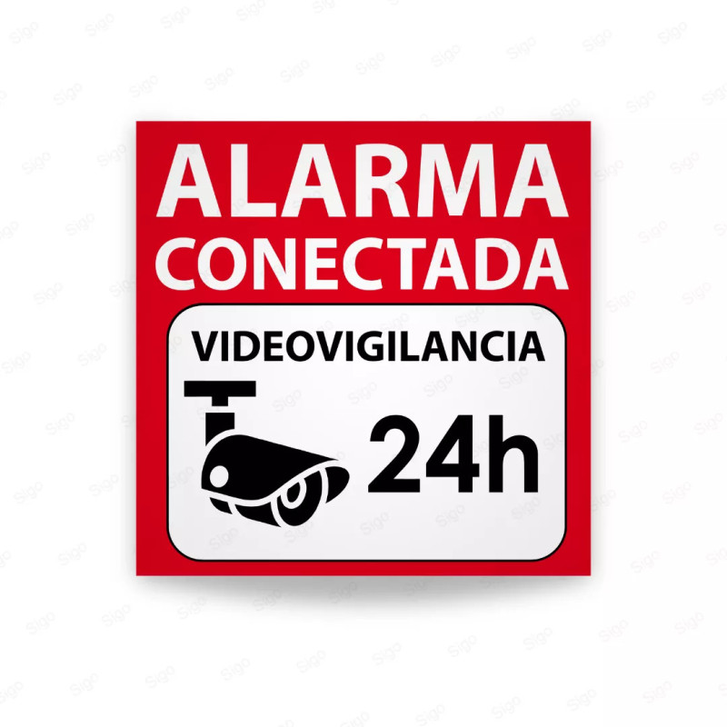 Rótulo Cámara de Seguridad - "Alarma Conectada Video Vigilancia 24 Horas" | SEGU - 17, Señalización Seguridad y Vigilancia