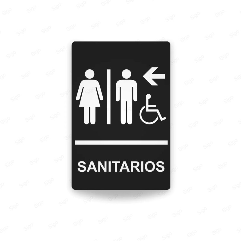Rótulos Baños - Sanitarios Flecha Izquierda | Cod. SA -  13, Señalización Baños y Sanitarios