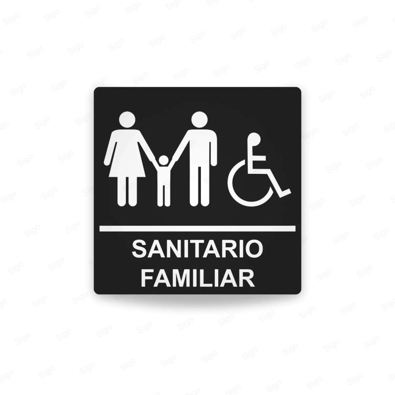 Rótulos Baños - Sanitario Familiar | Cod. SA -  29, Señalización Baños y Sanitarios