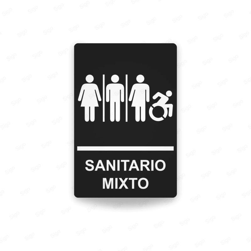 Rótulos Baños - Sanitario Mixto | Cod. SA -  58, Señalización Baños y Sanitarios