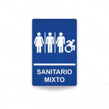 Rótulos Baños - Sanitario Mixto | Cod. SA -  58, Señalización Baños y Sanitarios