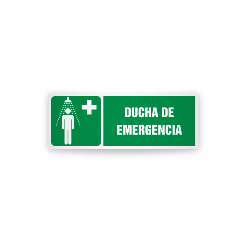 Rotulo de ruta de evacuacion - Ducha de emergencias| Cod. EV-814 Señalización Seguridad Industrial