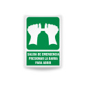 Rotulo de ruta de evacuacion  - Salida de emergencias presionar la barra para abrir | Cod. EV-821 Señalización Seguridad