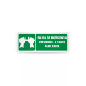Rotulo de ruta de evacuacion -  Salida de emergencias presionar la barra para abrir | Cod. EV-822 Señalización Seguridad