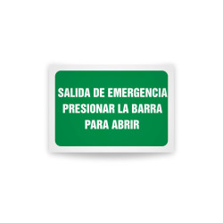 Rotulo de ruta de evacuacion  - Salida de emergencias presione la barra para abrir| Cod. EV-823 Señalización Seguridad