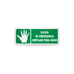 Rotulo de ruta de evacuacion  -  Salida de emergencia empujar para abrir | Cod. EV-826. Señalización Seguridad Industrial