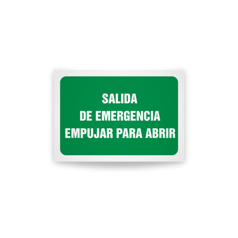Rotulo de ruta de evacuacion - Salida de emergencias empujar para abrir|Cod. EV-827  Señalización Seguridad Industrial