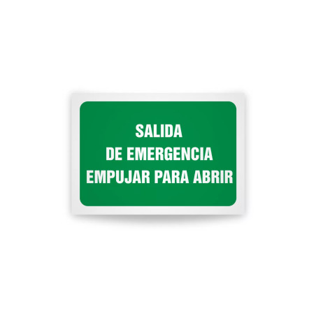 Rotulo de ruta de evacuacion - Salida de emergencias empujar para abrir|Cod. EV-827  Señalización Seguridad Industrial