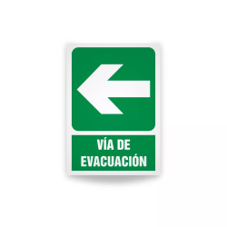 Rotulo de ruta de evacuacion  - Via de evacucacion flecha izquierda | Cod.  EV-857 Señalización Seguridad Industrial