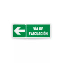 Rotulo de ruta de evacuacion - Via de evacuacion flecha izquierda| Cod.  EV-858 Señalización Seguridad Industrial