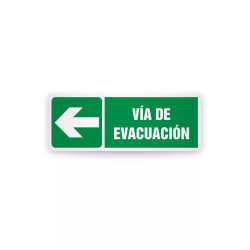 Rotulo de ruta de evacuacion - Via de evacuacion flecha izquierda| Cod.  EV-858 Señalización Seguridad Industrial