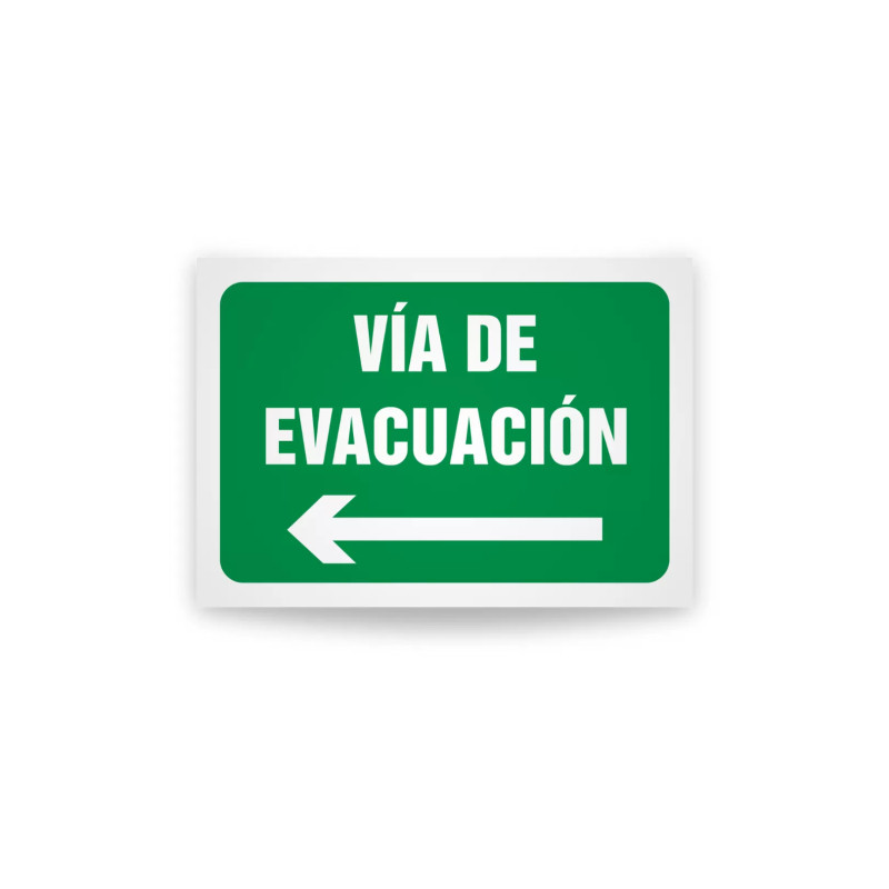 Rotulo de ruta de evacuacion  - Via de evacuacion flecha izquierda|Cod.  EV-859 Señalización Seguridad Industrial