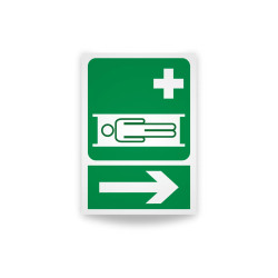Rotulo de ruta de evacuacion - camilla de emergencia flecha derecha|Cod. EV-865 Señalización Seguridad Industrial