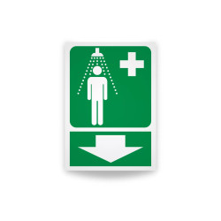 Rotulo de ruta de evacuacion  - Ducha de emergencia| Cod. EV-866 Carteleras de Seguridad Industrial y EPP