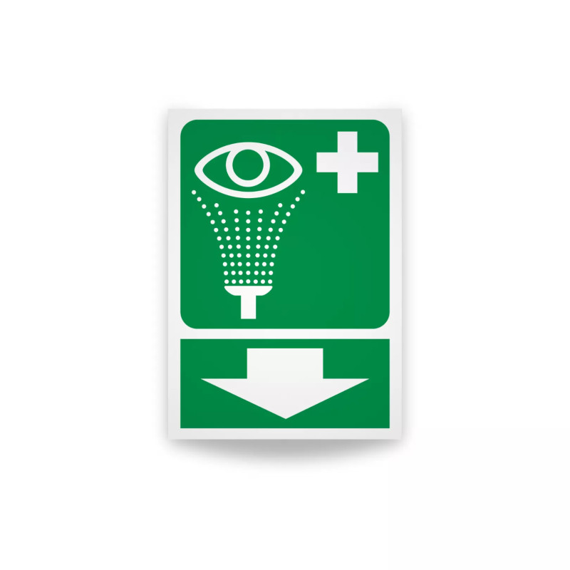 Rotulo de ruta de evacuacion - Lavaojos de emergencia | Cod. EV-869 Señalización Seguridad Industrial