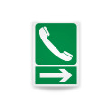 Rotulo de ruta de evacuacion  -  Telefono de emergencia flecha derecha| Cod. EV-874 Señalización Seguridad Industrial